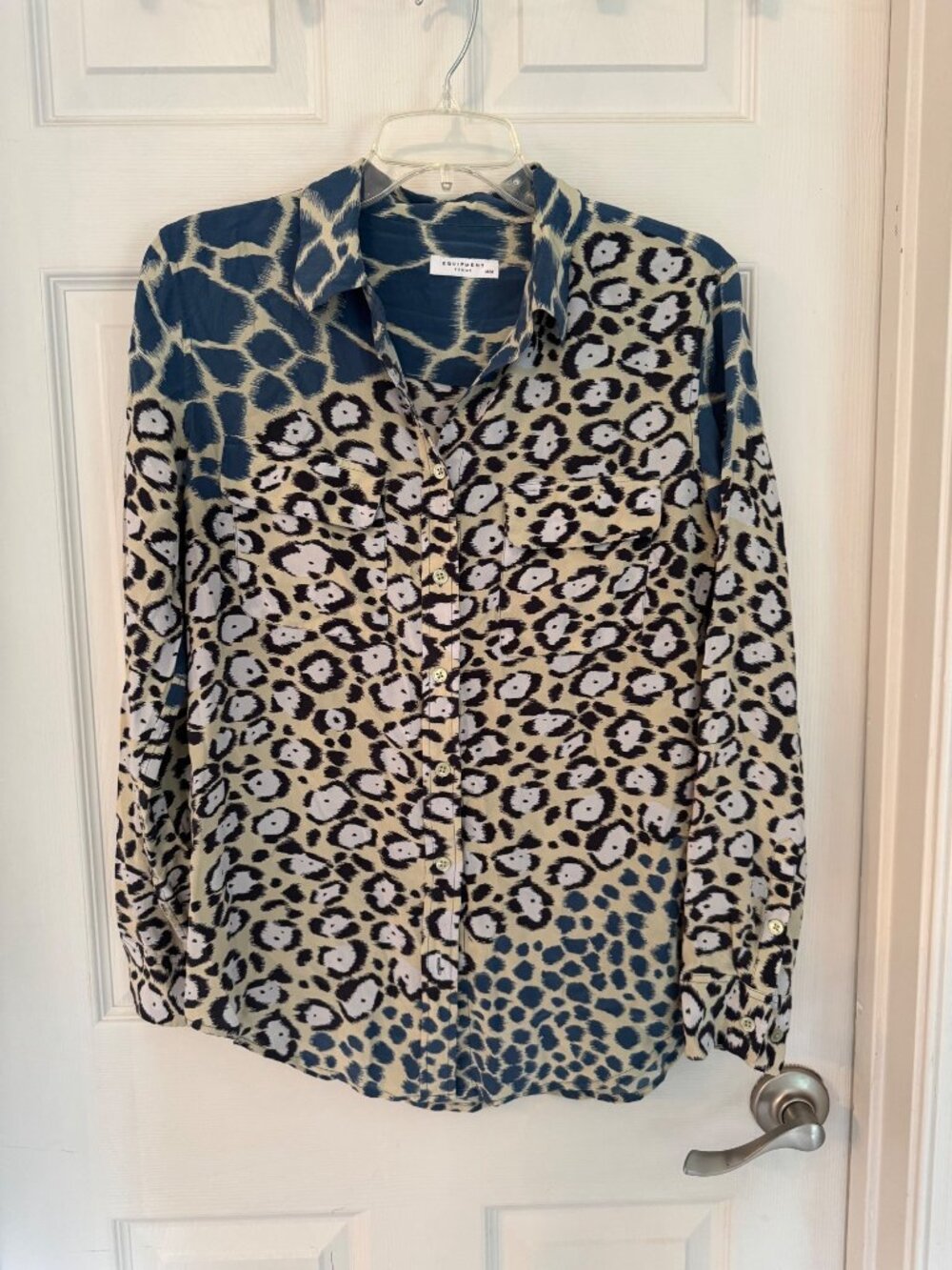 Equipment Femme Silk Button-Down Blouse Animal Leopard Print Multicolor Med Work - Picture 9 of 11